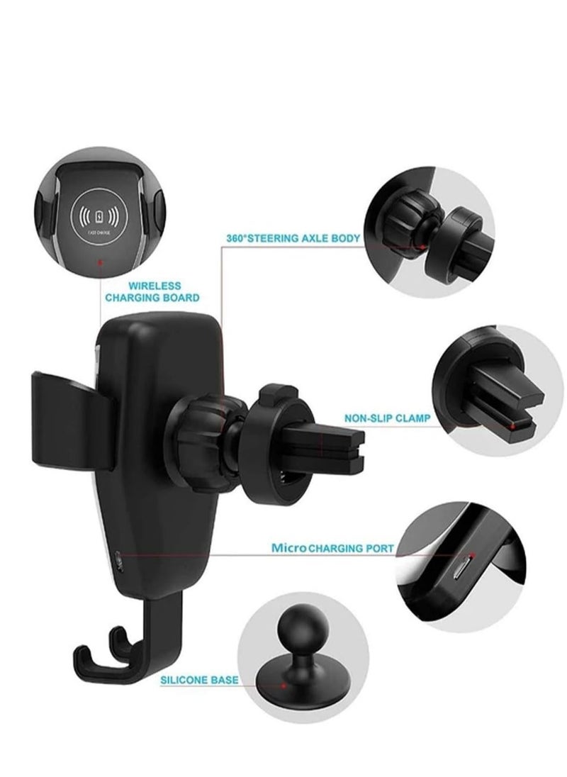 EHOME Wireless Car Charger,10W Qi Fast Charging Auto-Clamping Car Mount,Windshield Dash Air Vent Phone Holder Compatible iPhone 13/12 Pro max/12/11/11 Pro/11 Pro Max/Xs MAX/XS/XR/X/8/8+ (Black)  - Image 2