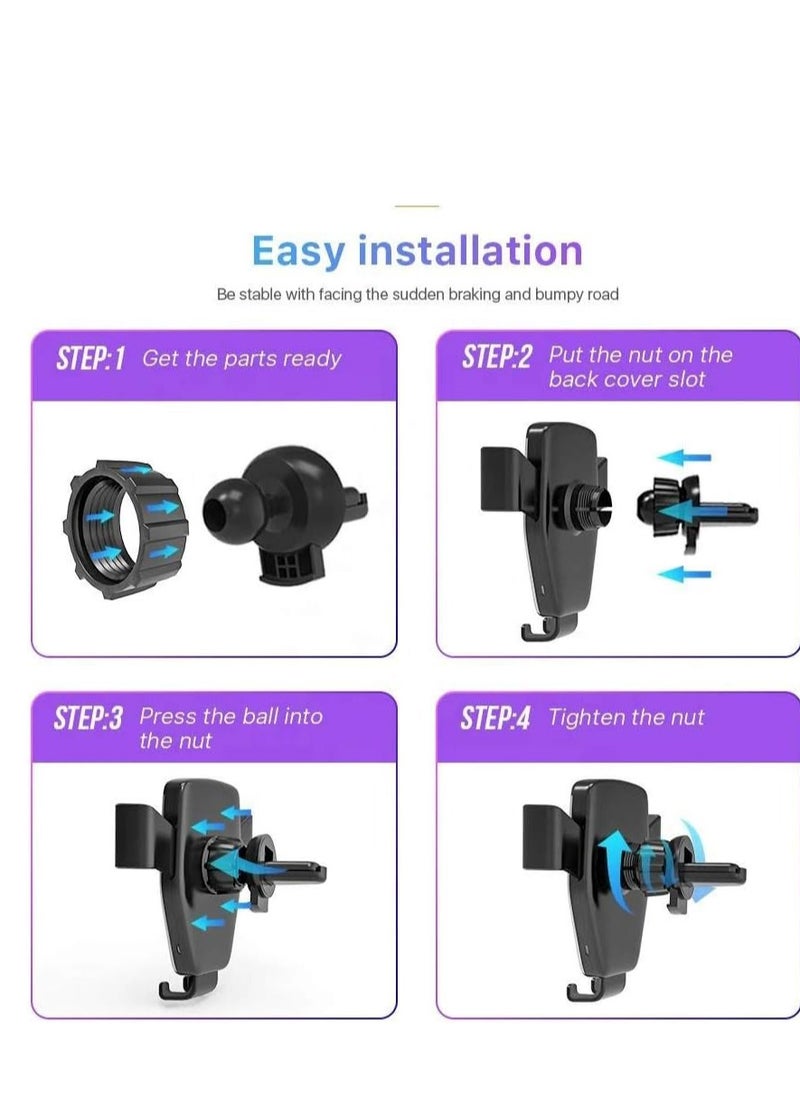 EHOME Wireless Car Charger,10W Qi Fast Charging Auto-Clamping Car Mount,Windshield Dash Air Vent Phone Holder Compatible iPhone 13/12 Pro max/12/11/11 Pro/11 Pro Max/Xs MAX/XS/XR/X/8/8+ (Black)  - Image 3