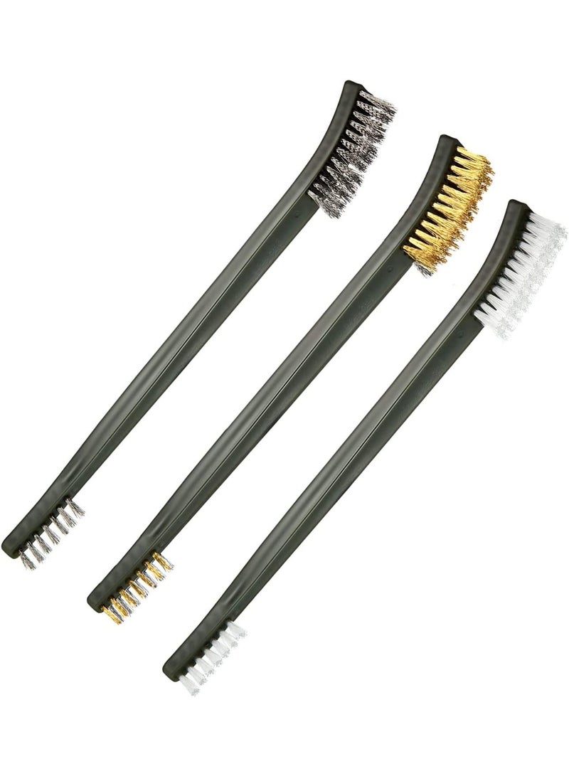 Arabest Mini Wire Brush Set, 3 Piece Wire Brush Bristle Set, Rust Paint Metal Cleaner, Stainless Steel Nylon Brass Brush for Detail Cleaning Weld Slag and Rust  - Image 1