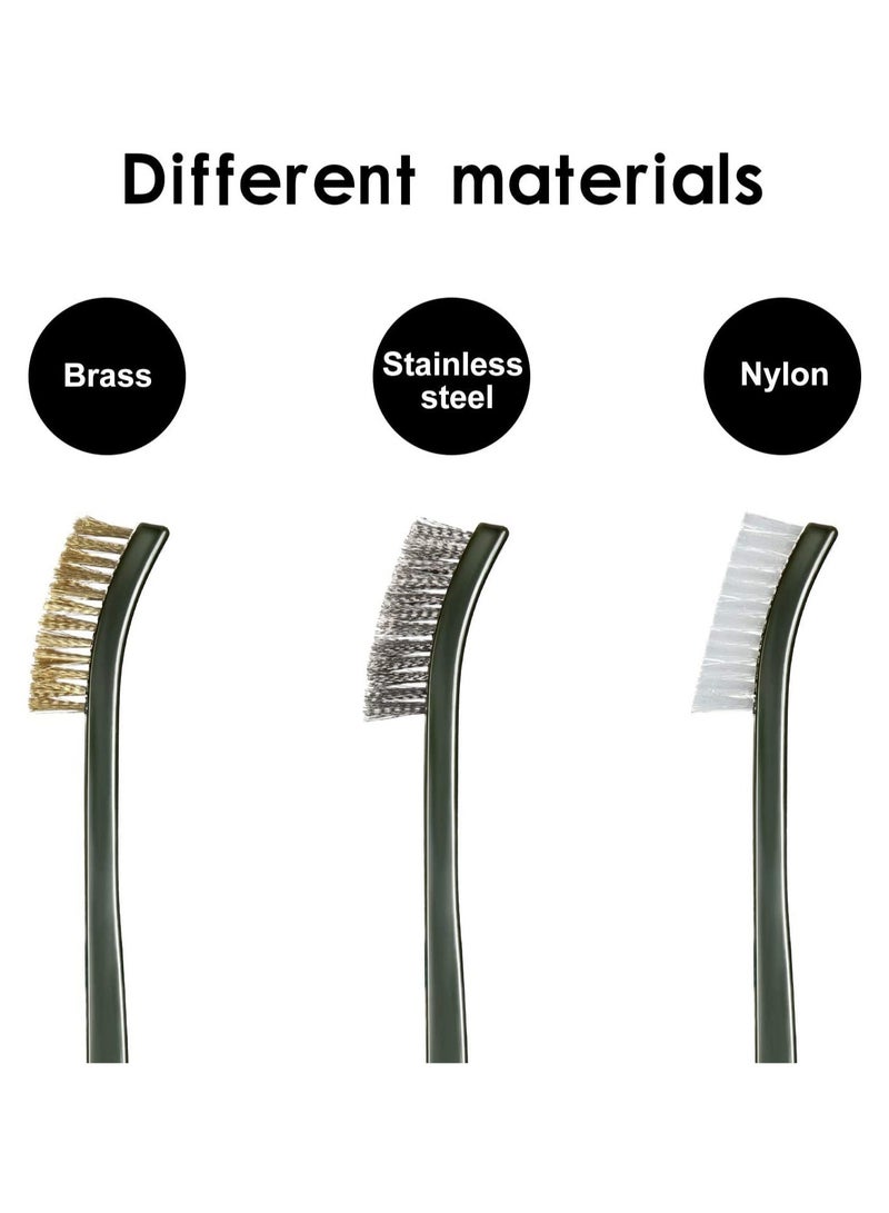 Arabest Mini Wire Brush Set, 3 Piece Wire Brush Bristle Set, Rust Paint Metal Cleaner, Stainless Steel Nylon Brass Brush for Detail Cleaning Weld Slag and Rust  - Image 2