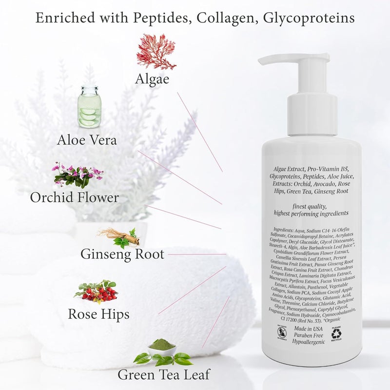 Florencia Botanical Peptide Oxygen Cleanser - Oil-Free Daily Foaming Gel Face Wash for Dry, Oily, or Sensitive Skin - With Peptides, Botanicals, Glycoproteins - Revitalizing Cleanser, 6 oz - Image 4