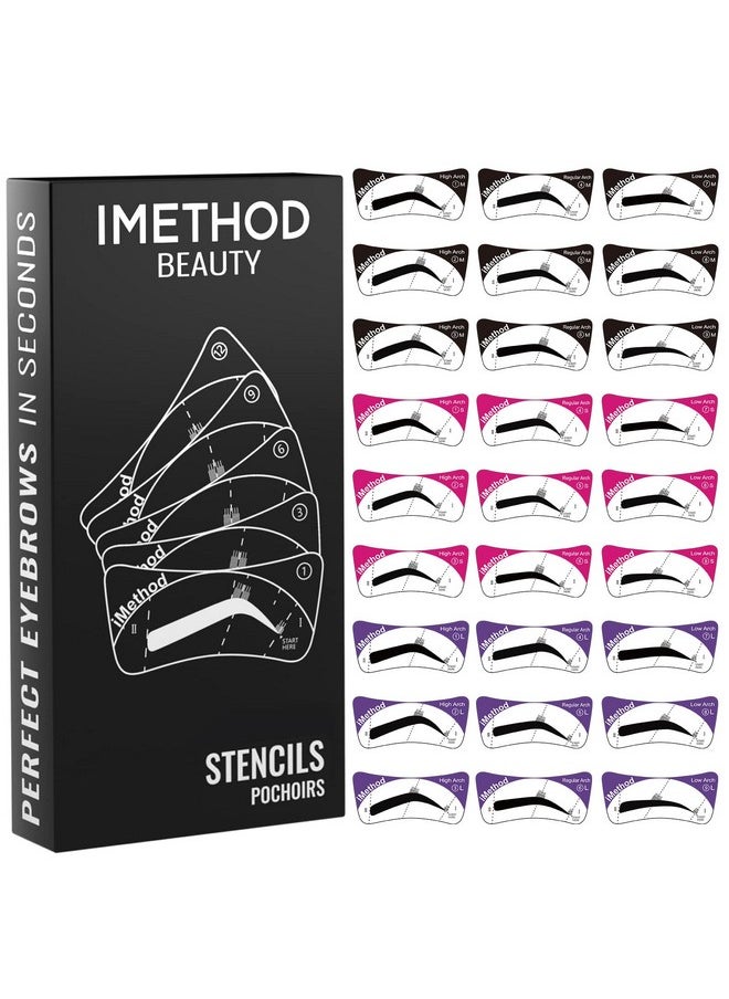 iMethod - Eyebrow Stencils Eyebrows Shape Reusable 27 Eyebrow Stencil Kit Brow Stencils For Eyebrow Stamp Eyebrow Shaping Kit Eyebrow Stencil Kit For Beginners Reusable & Flexible - Image 1