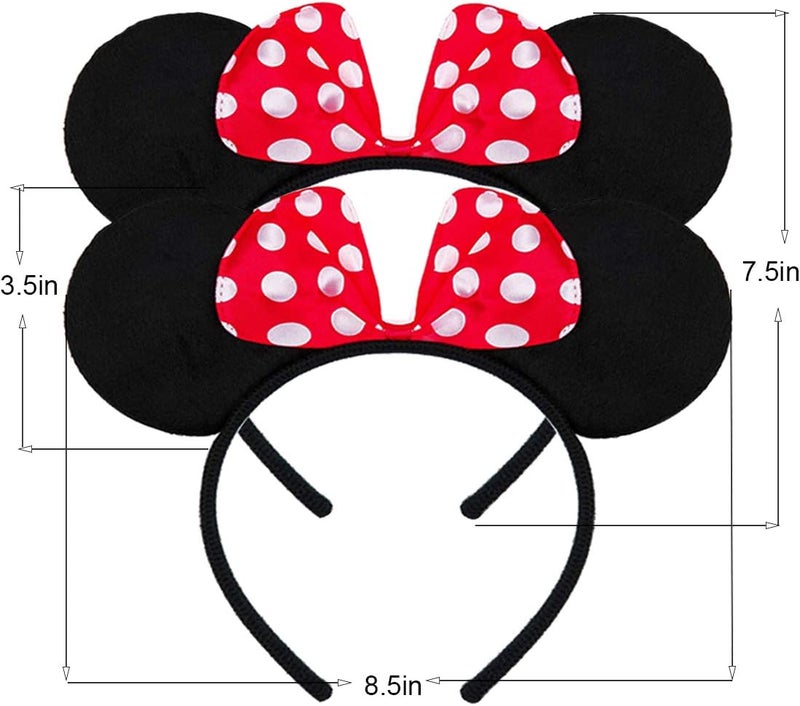 FANYITY Mouse Ears Headbands Sequin Hair Band for Girls Women Boys Party, 2 Pieces (RED DOT) - Image 5
