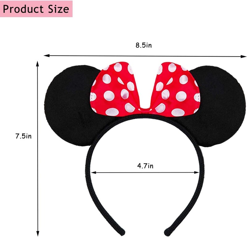 FANYITY Mouse Ears Headbands Sequin Hair Band for Girls Women Boys Party, 2 Pieces (RED DOT) - Image 3