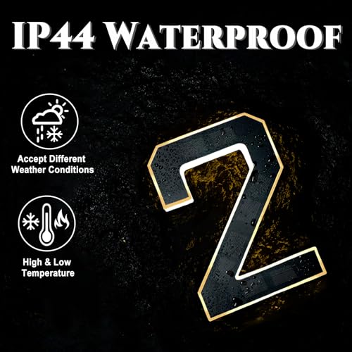 ISUNMEA 9 Inch Solar Lighted House Numbers for Outside, Light Up Waterproof LED Address Numbers Signs for Houses, Large Personalized Illuminated Exterior Modern House Numbers Light (2-Black, 9IN) - Image 5