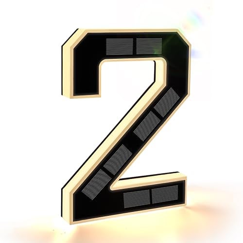 ISUNMEA 9 Inch Solar Lighted House Numbers for Outside, Light Up Waterproof LED Address Numbers Signs for Houses, Large Personalized Illuminated Exterior Modern House Numbers Light (2-Black, 9IN) - Image 1