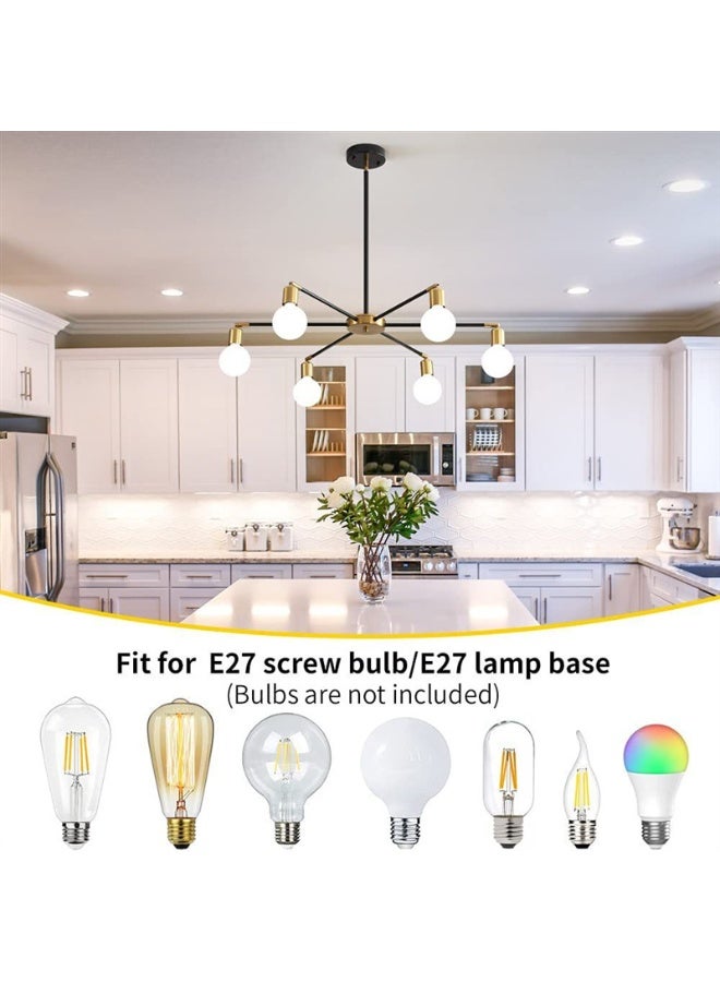 TAPIT 6-Light Modern Chandelier with Adjustable Rotatable Lamp Arms Mid Century Industrial Black & Gold Semi Flush Mount Ceiling Light Fixture E27 Base Hanging Lamp for Dining Room Living Room Bedroom (Bulb Not Included) - Image 4