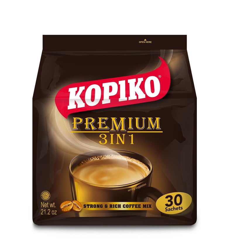 KOPIKO Premium 3 in 1 Instant Coffee Mix  Authentic Indonesian Volcanic Coffee Strong Yet Smooth PreMixed with Creamer  Sugar 212 OZ in 30 Coffee Sachets - Image 3