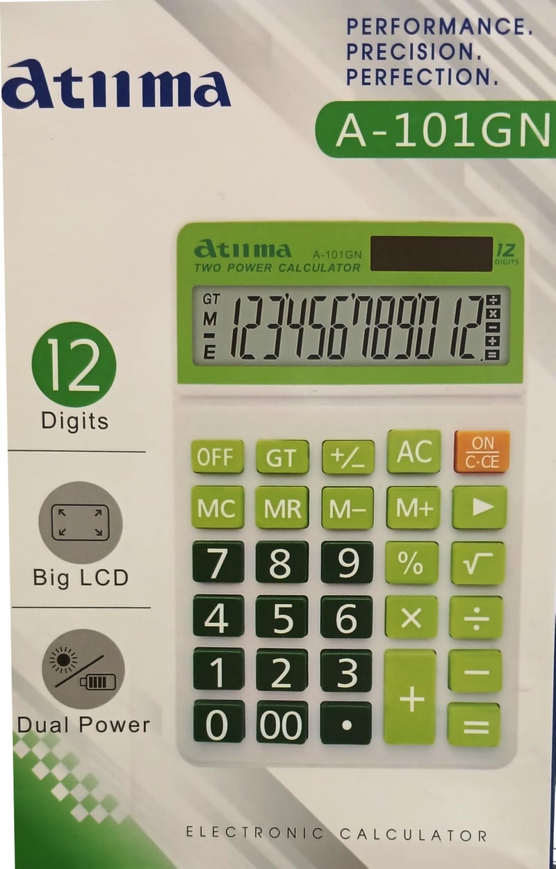 Atuma Calculator/See the Best Moving and Clear Screen/12 Digits/Solar Powered/Unique Design/Color Matched - Image 2