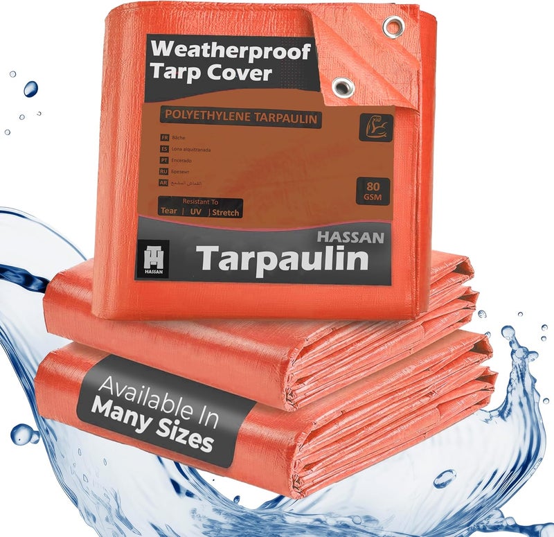 Hassan Heavy Duty Waterproof Tarp Cover - Polyethylene Tarpaulin for Outdoor Protection - Image 1