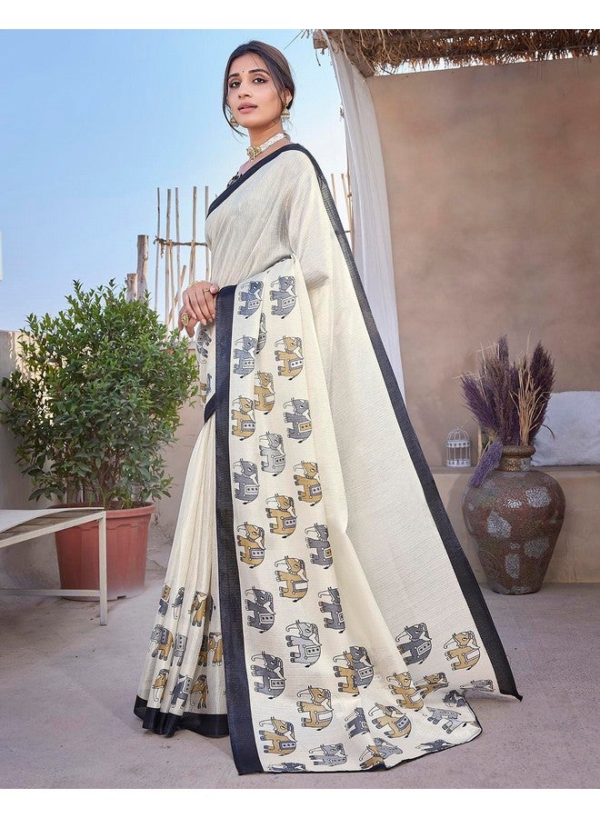YASHIKA Yashika Women's Elegant Art Silk Saree: A Chic Blend of Tradition and Trend. Complete with Blouse Material for a Perfect Ensemble. (AZ-YS-P1-SANVI BLACK)  - Image 3