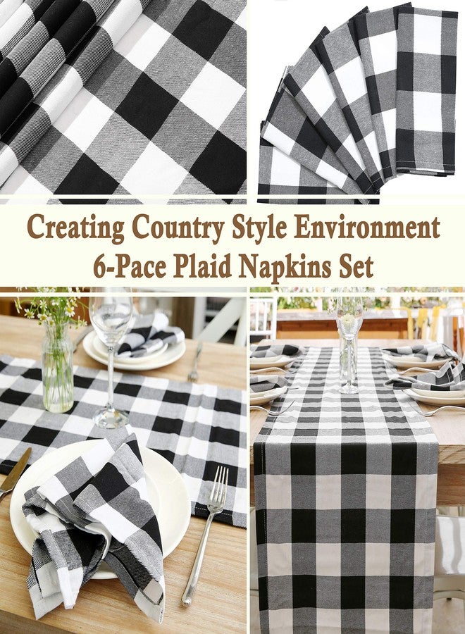 BETTERLINE 6 Buffalo Check Oversized Napkins (17x17 Inches) for Everyday Place Settings, Rustic Farmhouse Decor, Holidays, Family Dinners and BBQ's (White Buffalo Check Plaid) - Image 3
