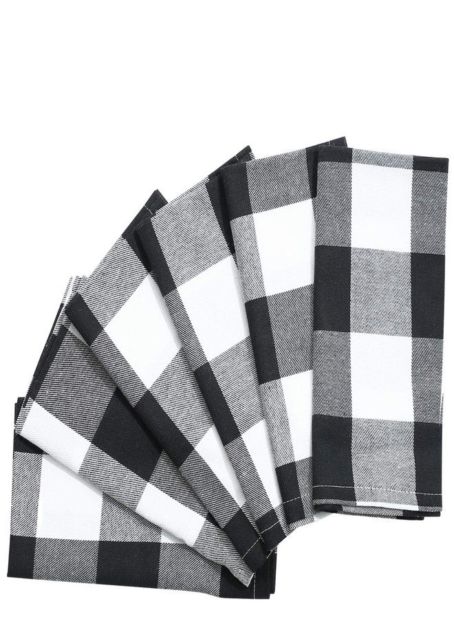 BETTERLINE 6 Buffalo Check Oversized Napkins (17x17 Inches) for Everyday Place Settings, Rustic Farmhouse Decor, Holidays, Family Dinners and BBQ's (White Buffalo Check Plaid) - Image 1