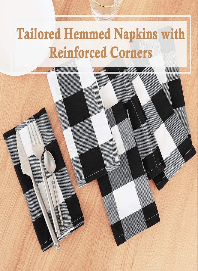 BETTERLINE 6 Buffalo Check Oversized Napkins (17x17 Inches) for Everyday Place Settings, Rustic Farmhouse Decor, Holidays, Family Dinners and BBQ's (White Buffalo Check Plaid) - Image 5