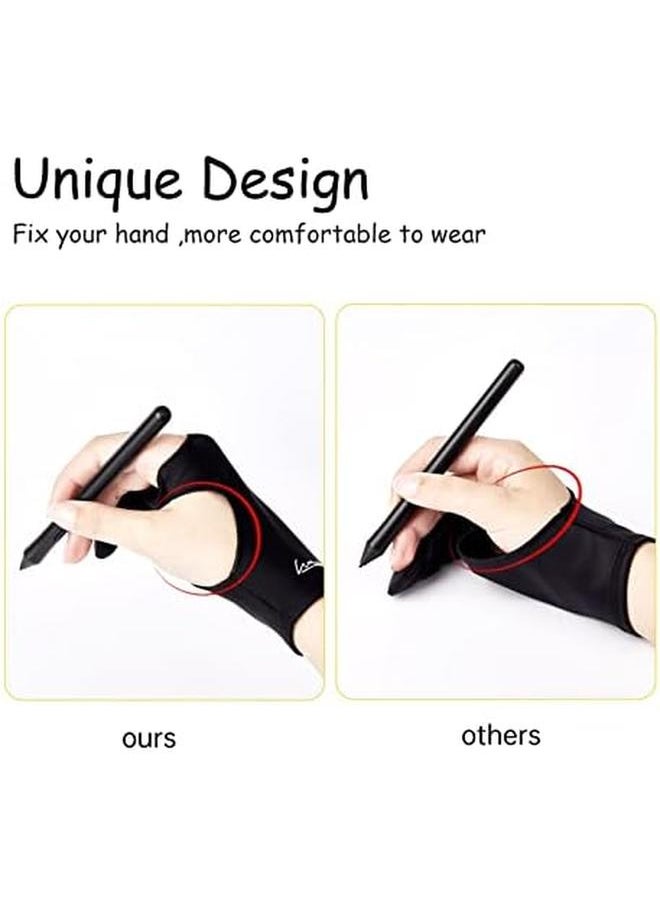 Digital Drawing Glove 2 Pack Artist Glove For Drawing Tablet Ipad Sketching Art Glove With Two Finger For Right Hand And Left Hand （Smudge Guard Small 2.95 X8.18Inch