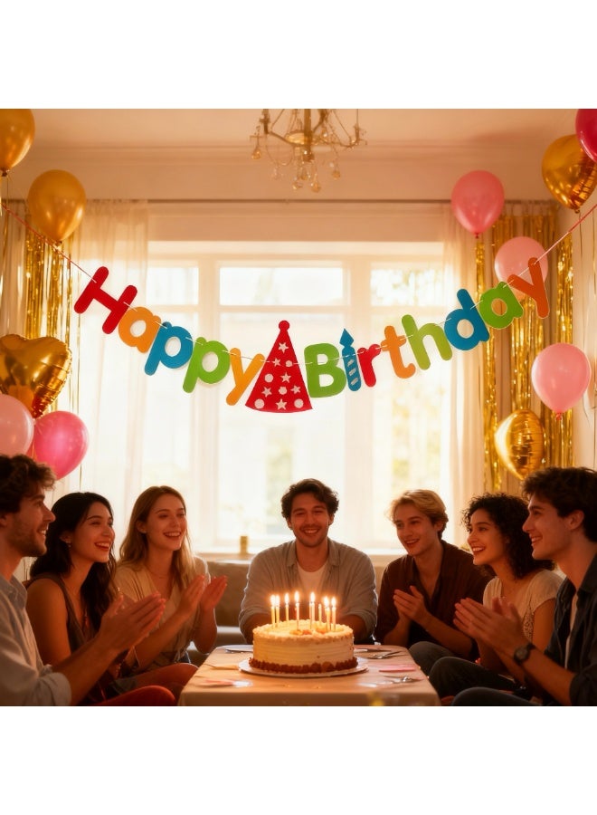 عيد ميلاد سعيد، لافتة تحمل راية، رسائل، مناسبة لحفلات عيد ميلاد الكبار والأطفال (بالألوان) - Image 2