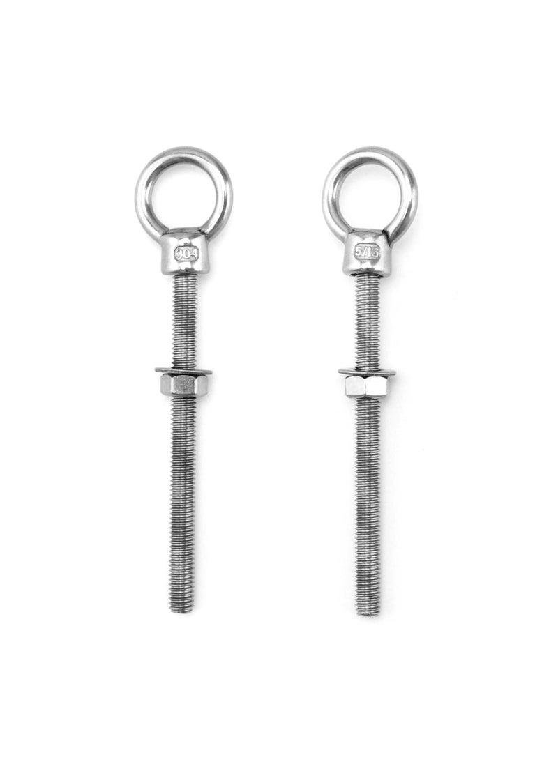 Generic - Threaded Eyebolts, 10 Pack 5/16" x 4" M8 Marine Grade Long Stainless Steel Shoulder Eye Bolts - Image 1