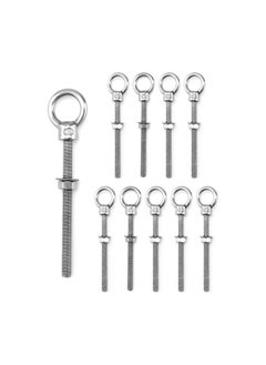 Threaded Eyebolts, 10 Pack 5/16" x 4" M8 Marine Grade Long Stainless Steel Shoulder Eye Bolts