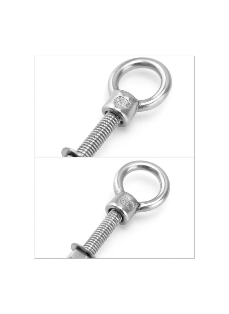 Generic - Threaded Eyebolts, 10 Pack 5/16" x 4" M8 Marine Grade Long Stainless Steel Shoulder Eye Bolts - Image 1