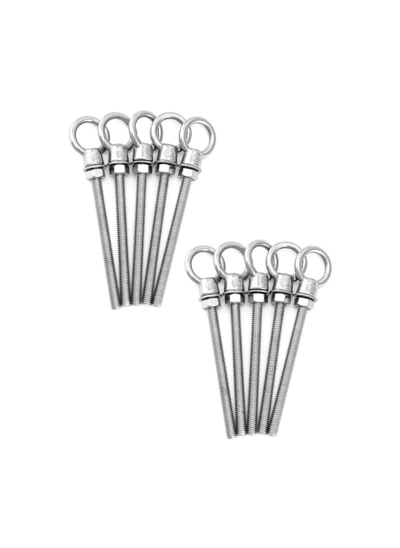 Generic - Threaded Eyebolts, 10 Pack 5/16" x 4" M8 Marine Grade Long Stainless Steel Shoulder Eye Bolts - Image 1
