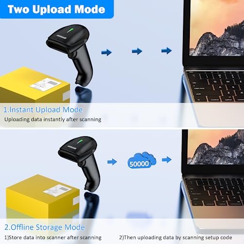 Symcode 2D Wireless Barcode Scanner,Bluetooth6.0 & Wireless2.4G & USB Wired Connection, 1D QR Bar Code Reader Scanner Automatic Fast Precise scanning for Smart Phone, Tablet, PC - Image 3