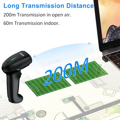 Symcode 2D Wireless Barcode Scanner,Bluetooth6.0 & Wireless2.4G & USB Wired Connection, 1D QR Bar Code Reader Scanner Automatic Fast Precise scanning for Smart Phone, Tablet, PC - Image 4