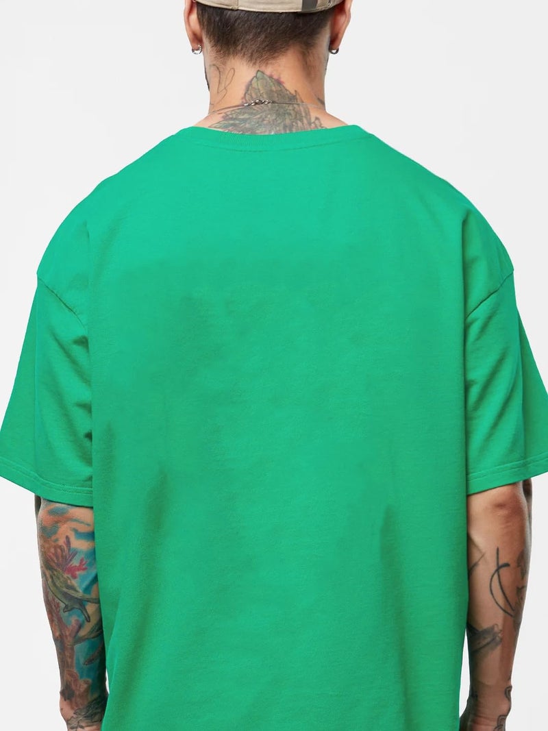 LEOTUDE Men's Oversized Half Sleeve Round Neck Shirt (Fs49_Rama_Blesed_P_Green_L) - Image 2