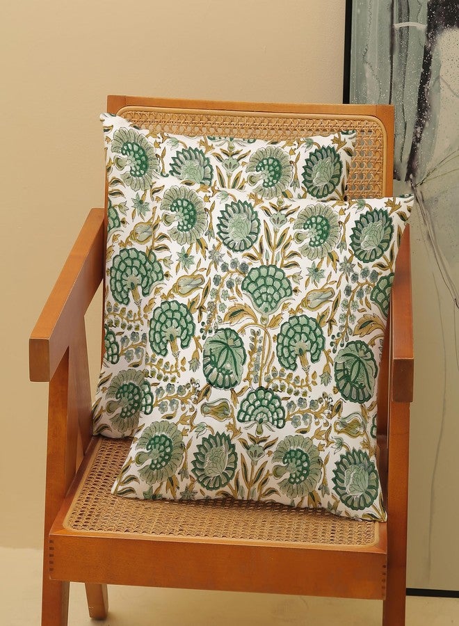 DAFENA Boho Sage Green Pillow Covers 18x18 Inch 2 Pcs Mustard Yellow Vintage Floral Decor Throw Pillows Spring Flower Summer Outdoor Farmhouse Decoration Pillowcase Cushion Cover for Couch Sofa Bed - Image 2