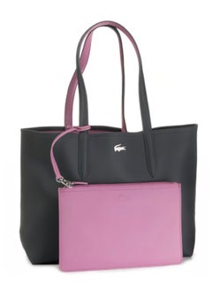 LACOSTE Anna Reversible Bicolour Tote Bag Black/Purple  - Image 1