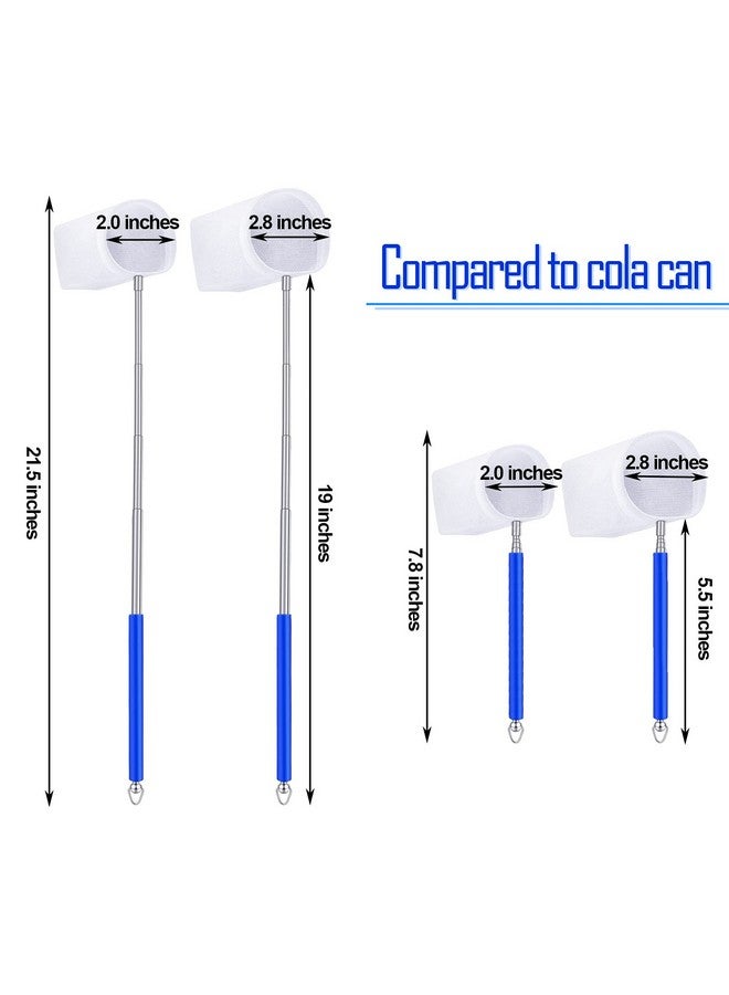 شابي 4 قطع من شبكة صيد الروبيان لحوض السمك بمقبض قابل للتمديد من الفولاذ المقاوم للصدأ وشبكة صيد صغيرة لحوض السمك مع مقبض قابل للتعديل لحوض السمك والبركة (أزرق) - Image 2