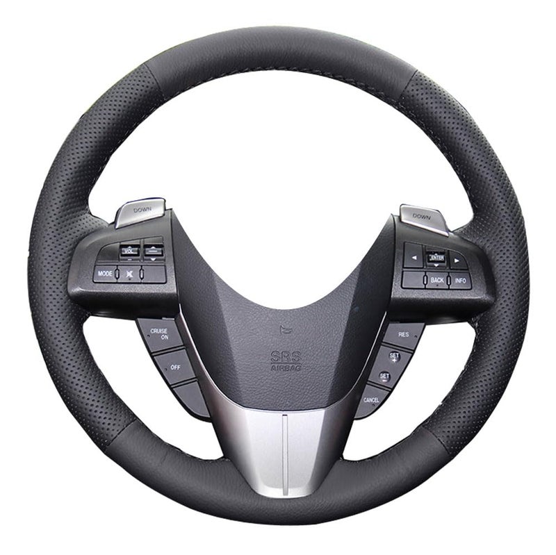 Eiseng Car Steering Wheel Cover for 2010 2011 2012 2013 Mazda 32012 2013 Mazda 620122015 Mazda 520102015 Mazda CX9 Interior Accessories DIY 15 Inch Black Genuine Leather Black Thread
