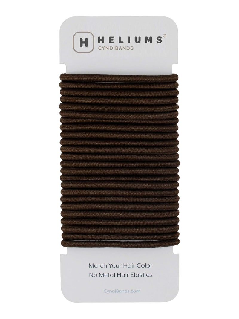 Cyndibands Elastic Hair Ties  Dark Brown  24 Count 4mm x 175 Inch Diameter Ponytail Holders