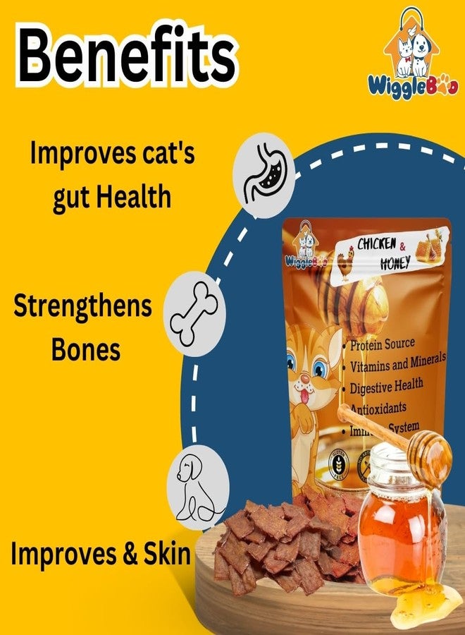 WiggleBoo Chicken & Honey Cat Treat | Protein Rich | Fiber Rich | Crunchy Healthy Snacks | 100% Natural | 45g - Image 5