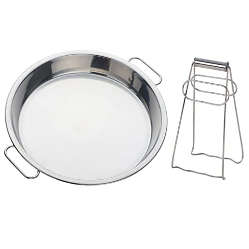 Buyer Star 11 Inch Stainless Steel Steaming Tray Cold Noodle Plate wFolding Hot Dish Plate Clip Round Big Egg Drip Pan Silver - Image 1