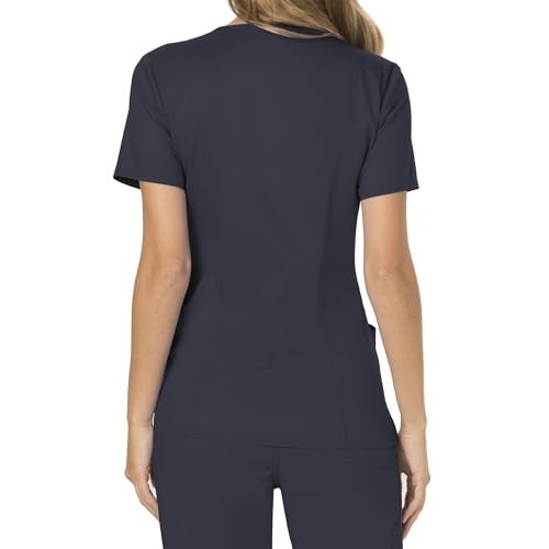 Cherokee Scrubs Top for Women Mock Wrap with 3 Pockets, Soft, 2-Way Stretch & Durable Fabric - WW610, XXS, Pewter - Image 2
