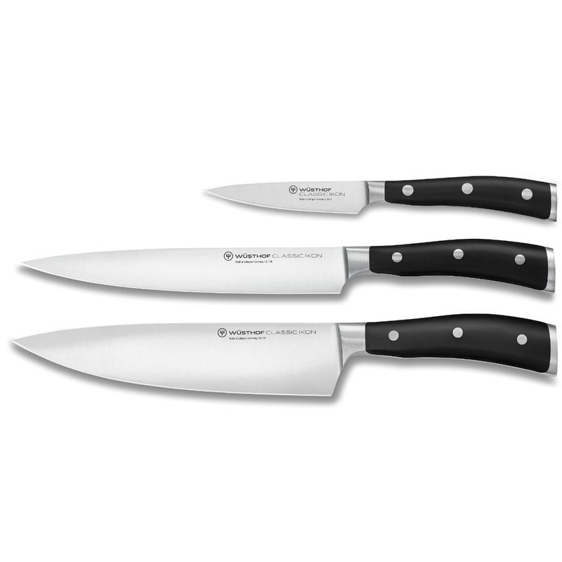 مجموعة سكاكين الطهاة WSTHOF كلاسيك أيكون 3 قطع باللون الأسود