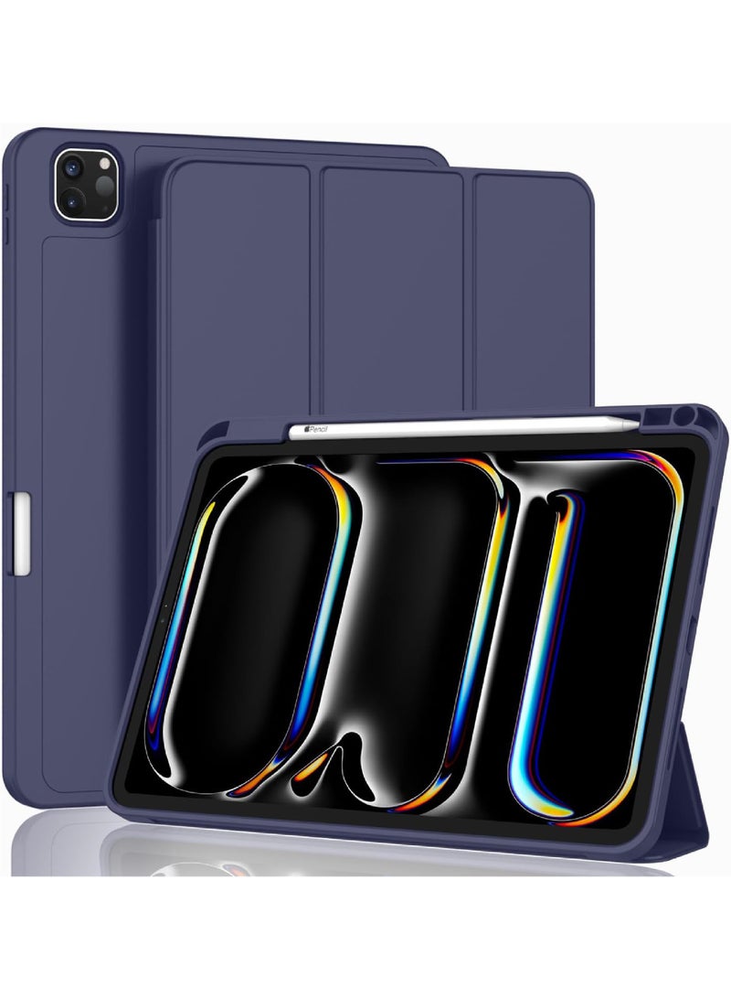 Rock Pow Case for iPad Pro 13 Inch Case M5 2025/ M4 2024, Smart Cover iPad Pro M5 M4 Case 13 Inch with Pencil Holder [Support Pencil Pro and Pencil (USB-C)] Support Touch ID and Auto Wake/Sleep Cover for iPad Pro 13 Inch Blue - Image 1