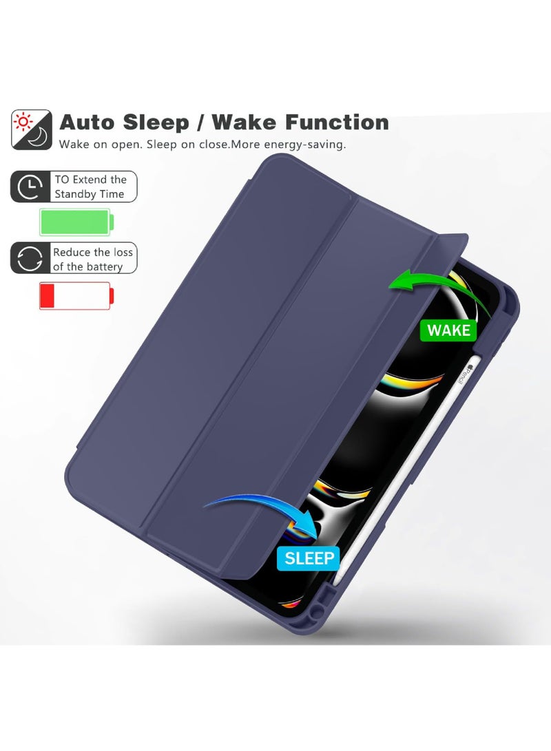 Rock Pow Case for iPad Pro 13 Inch Case M5 2025/ M4 2024, Smart Cover iPad Pro M5 M4 Case 13 Inch with Pencil Holder [Support Pencil Pro and Pencil (USB-C)] Support Touch ID and Auto Wake/Sleep Cover for iPad Pro 13 Inch Blue - Image 5