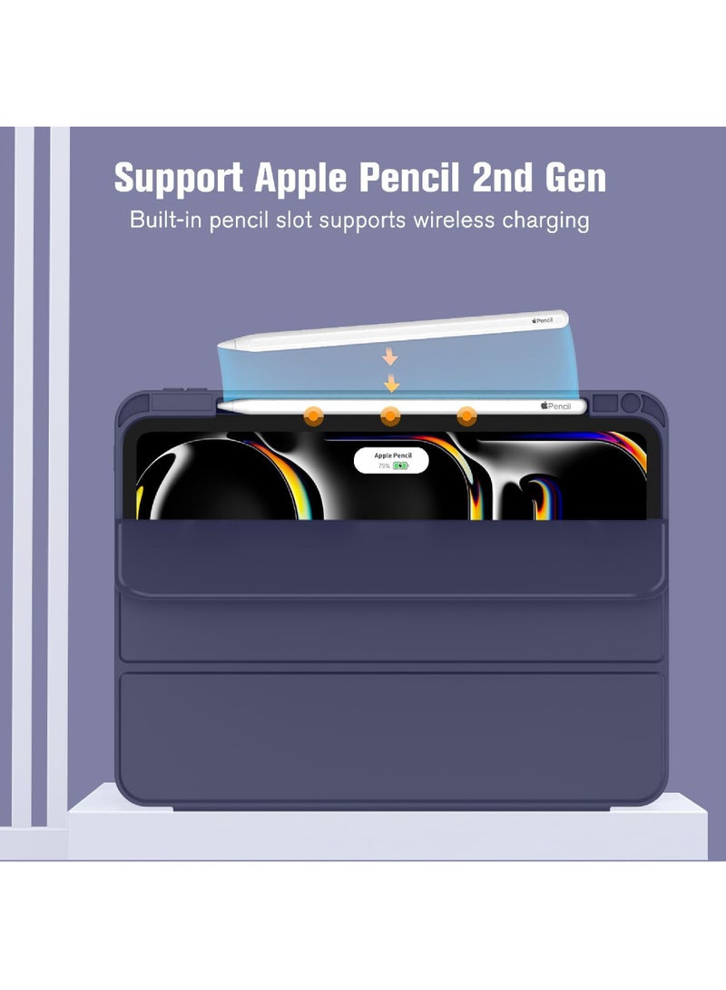 Rock Pow Case for iPad Pro 13 Inch Case M5 2025/ M4 2024, Smart Cover iPad Pro M5 M4 Case 13 Inch with Pencil Holder [Support Pencil Pro and Pencil (USB-C)] Support Touch ID and Auto Wake/Sleep Cover for iPad Pro 13 Inch Blue - Image 3