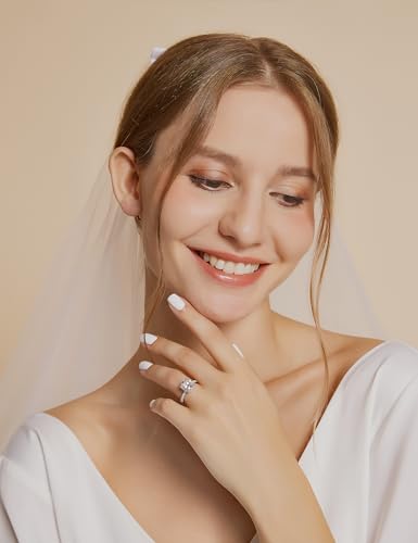 EAMTI 3.5CT 925 Sterling Silver Rings Cushion Cut Cubic Zirconia CZ Engagement Rings Wedding Bands for Women Promise Rings for Her Size 5.5 - Image 5