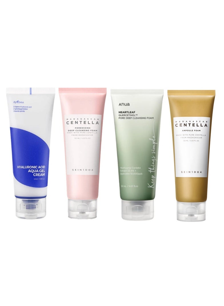 IsNtree Hyaluronic Acid Aqua Gel Cream 100ml + Madagascar Centella Poremizing Deep Cleansing Foam 125ml + Heartleaf Quercetinol Pore Deep Cleansing Foam White 150ml + Madagascar Centella Ampoule Foam 125ml - Image 1