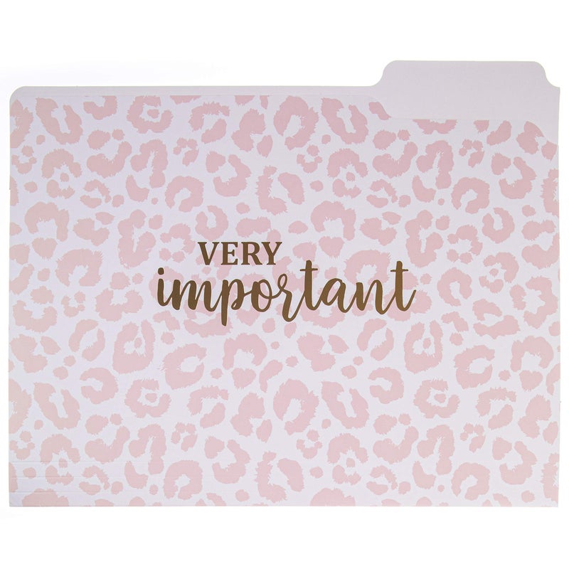 Graphique Designer â€œVery Importantâ€ File Folders | Set of 9 (3 Designs) | Letter Size Organizers | Decorative Office Supplies | Durable Coated Cardstock | Gold Foil Lettering | 1/3-Cut Tabs,Leopard - Image 4