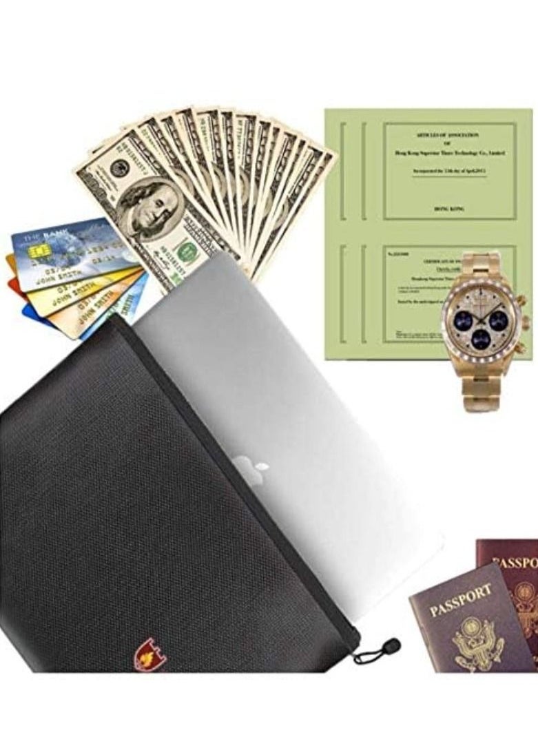 Rubik - Fireproof Bag with Zipper Fire Safe Bag Pouch for Documents 11-14 inch Macbook Cash Money Passports Cards for Home Office 34x25cm Large - Image 1