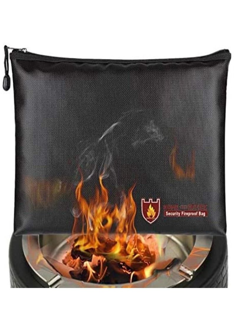 Rubik - Fireproof Bag with Zipper Fire Safe Bag Pouch for Documents 11-14 inch Macbook Cash Money Passports Cards for Home Office 34x25cm Large - Image 1