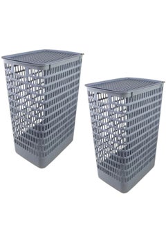VIO 2 Pack Laundry Basket with Lid Multipurpose Large Storage Organizer for Toys Laundry and More Lightweight Bucket with Carry Handles for Bathroom and Home Use 70 Litre Capacity  - Image 1