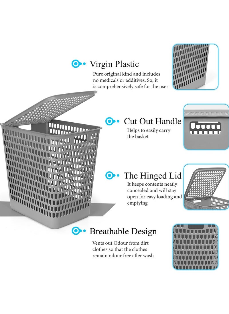 VIO 2 Pack Laundry Basket with Lid Multipurpose Large Storage Organizer for Toys Laundry and More Lightweight Bucket with Carry Handles for Bathroom and Home Use 70 Litre Capacity  - Image 4