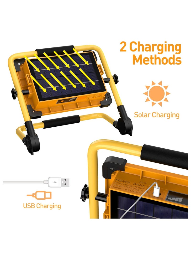 Rechargeable LED Lamp 6 Modes Solar Rechargeable LED Floodlight, Portable Site LED Projector with USB/Rechargeable Battery/Solar Panel for Repair, Camping, Emergency - Image 5