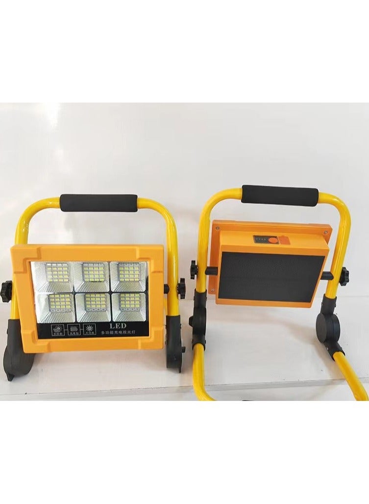 Rechargeable LED Lamp 6 Modes Solar Rechargeable LED Floodlight, Portable Site LED Projector with USB/Rechargeable Battery/Solar Panel for Repair, Camping, Emergency - Image 1