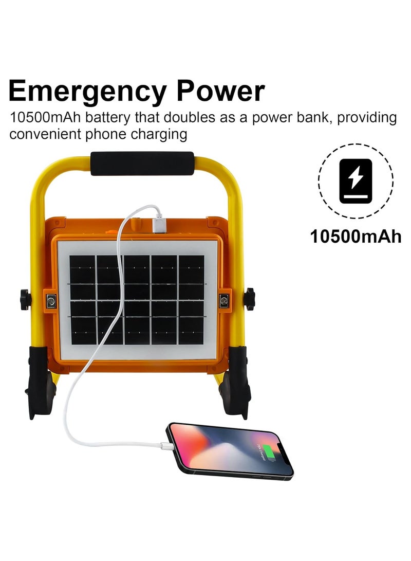Rechargeable LED Lamp 6 Modes Solar Rechargeable LED Floodlight, Portable Site LED Projector with USB/Rechargeable Battery/Solar Panel for Repair, Camping, Emergency - Image 3