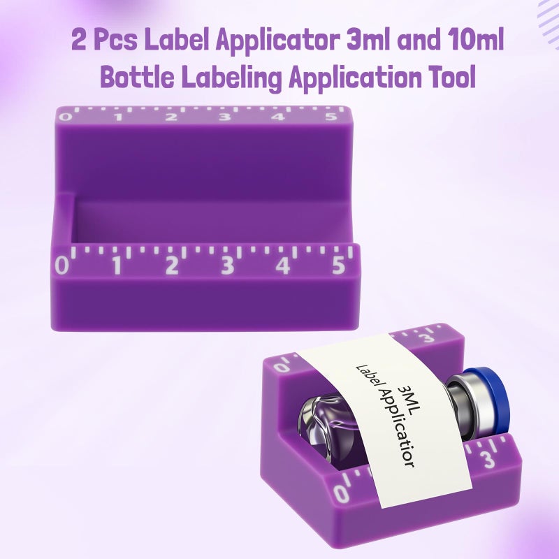 Fiwochic 2 Pcs Vial Label Applicator Bottle Labeling Application Tool for Small Jars Essential Oils Containers Bottles(Purple,3ml and 10ml) - Image 2